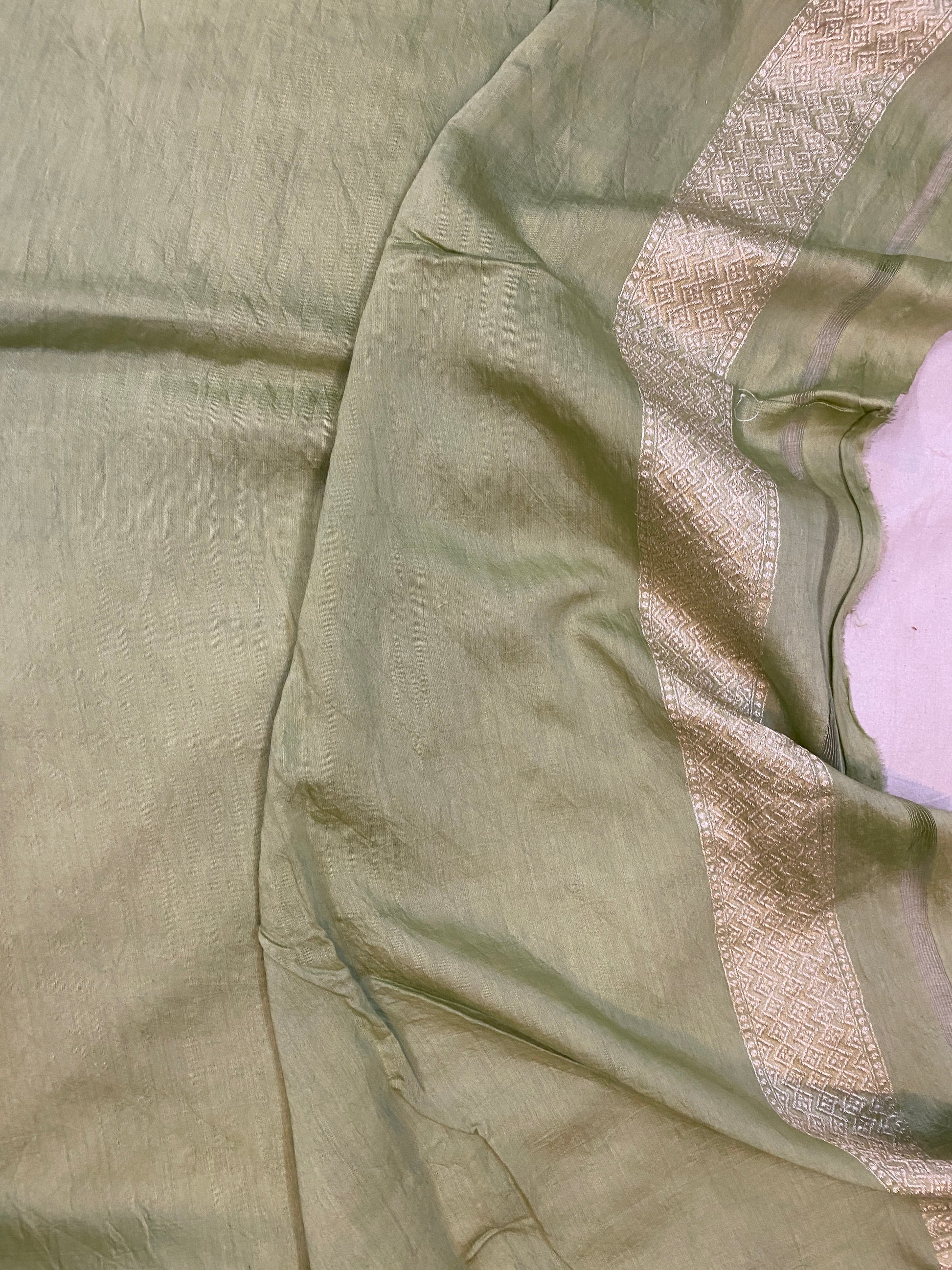 The Pastel Green Handloom Pure Moonga Silk Banarasi Saree by Shades Of Benares - banarasi - banarasi saree shop