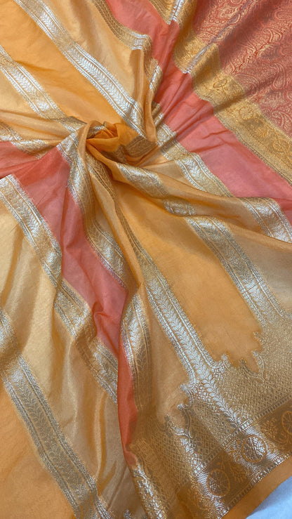 Handwoven Yellow Rangkaat Banarasi Silk Sari by Shades Of Benares - banarasi - banarasi saree shop