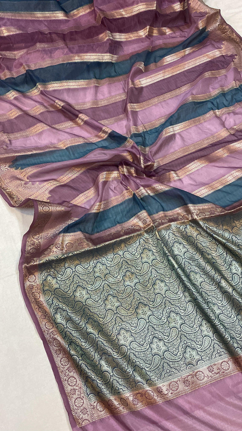 Handwoven Purple Rangkaat Banarasi Silk Sari - Shades Of Benares