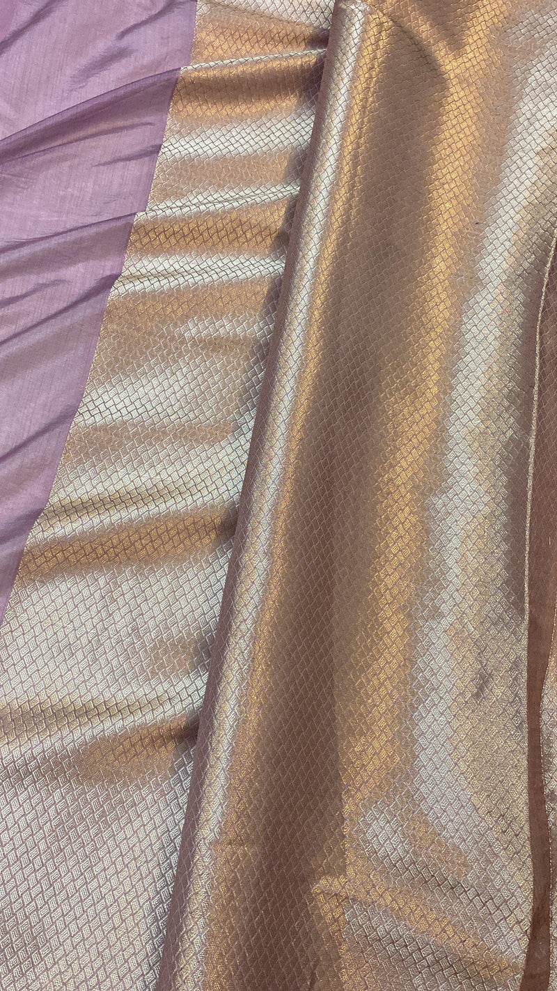 Handwoven Purple Rangkaat Banarasi Silk Sari - Shades Of Benares