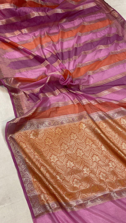 Handwoven Pink Rangkaat Banarasi Silk Sari by Shades Of Benares - banarasi - banarasi saree shop