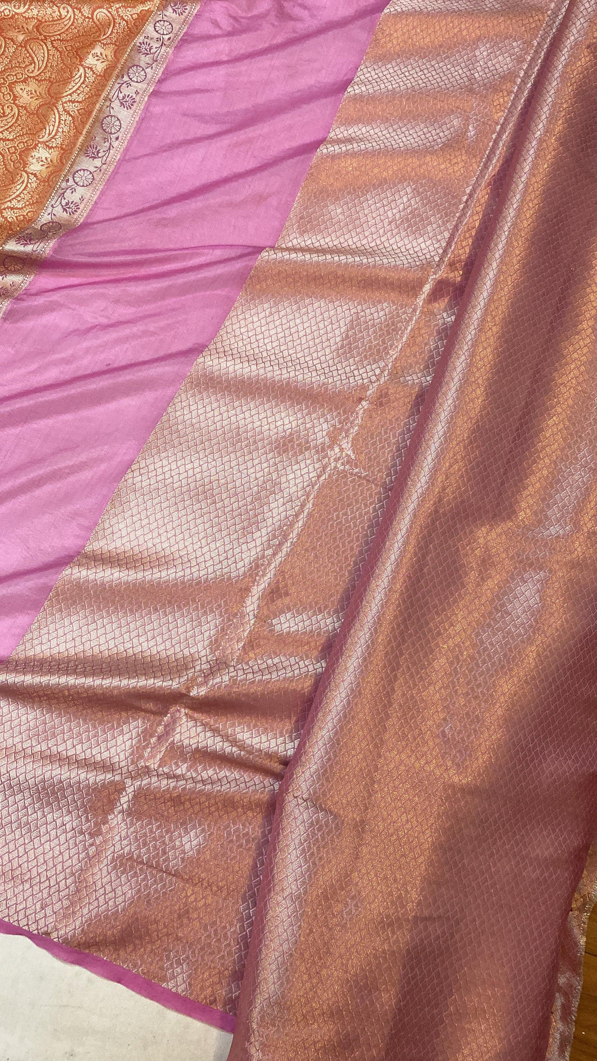 Handwoven Pink Rangkaat Banarasi Silk Sari by Shades Of Benares - banarasi - banarasi saree shop