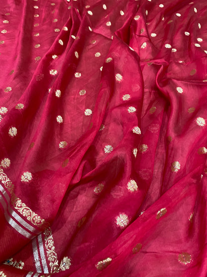 Rosa Dorata Cutwork Butis Couture Pure Mango Silk Banarasi Saree