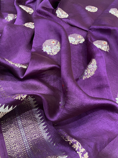 Viola Fiorita Cutwork Butis Couture Pure Cotton Silk Banarasi Saree