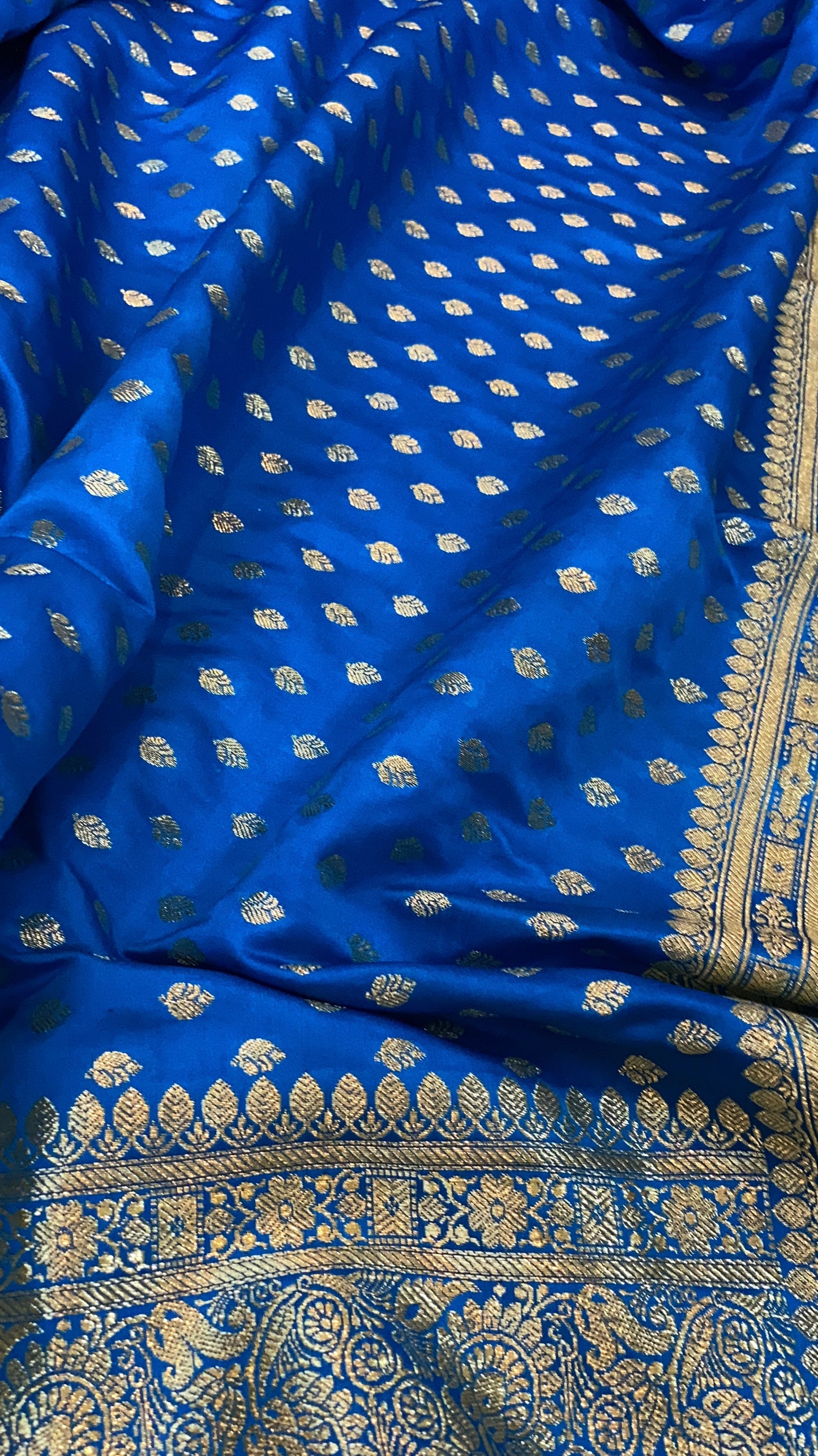 The Sky Blue Pure Satin Silk Banarasi Saree by Shades Of Benares - banarasi - banarasi saree shop