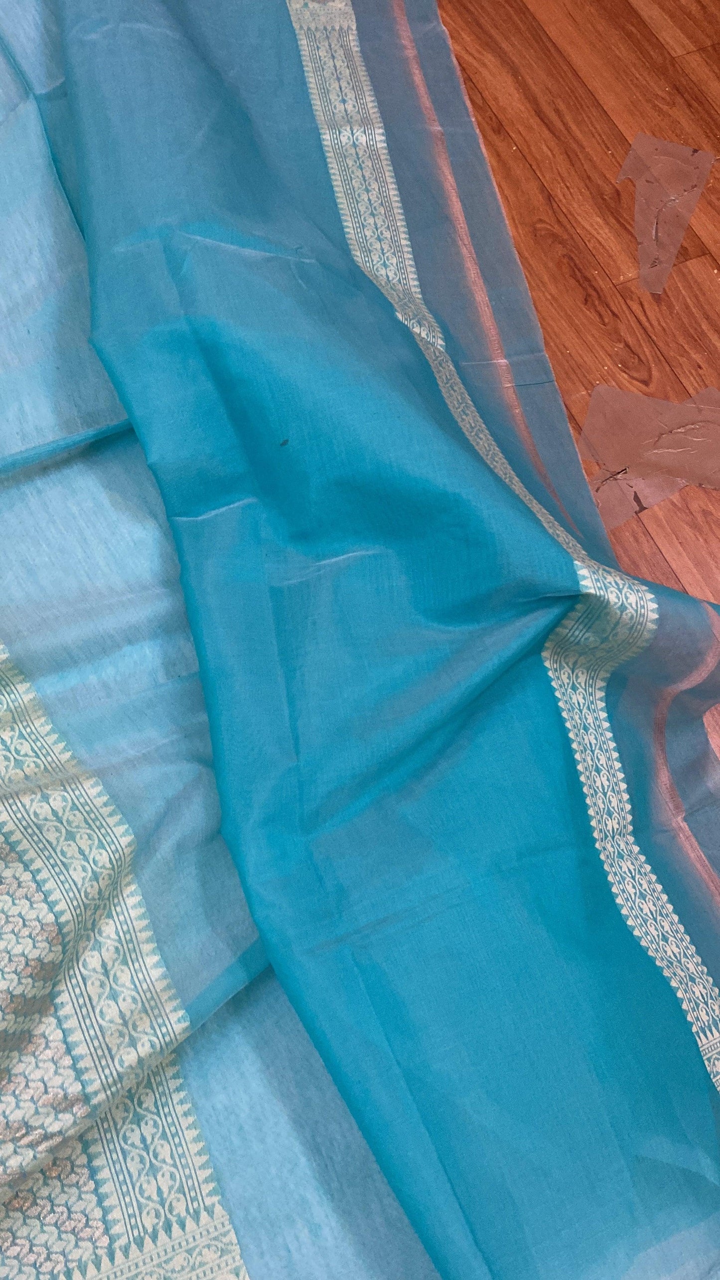 Handwoven Sea Green Pure Banarasi Cotton Sari by Shades Of Benares - banarasi - banarasi saree shop