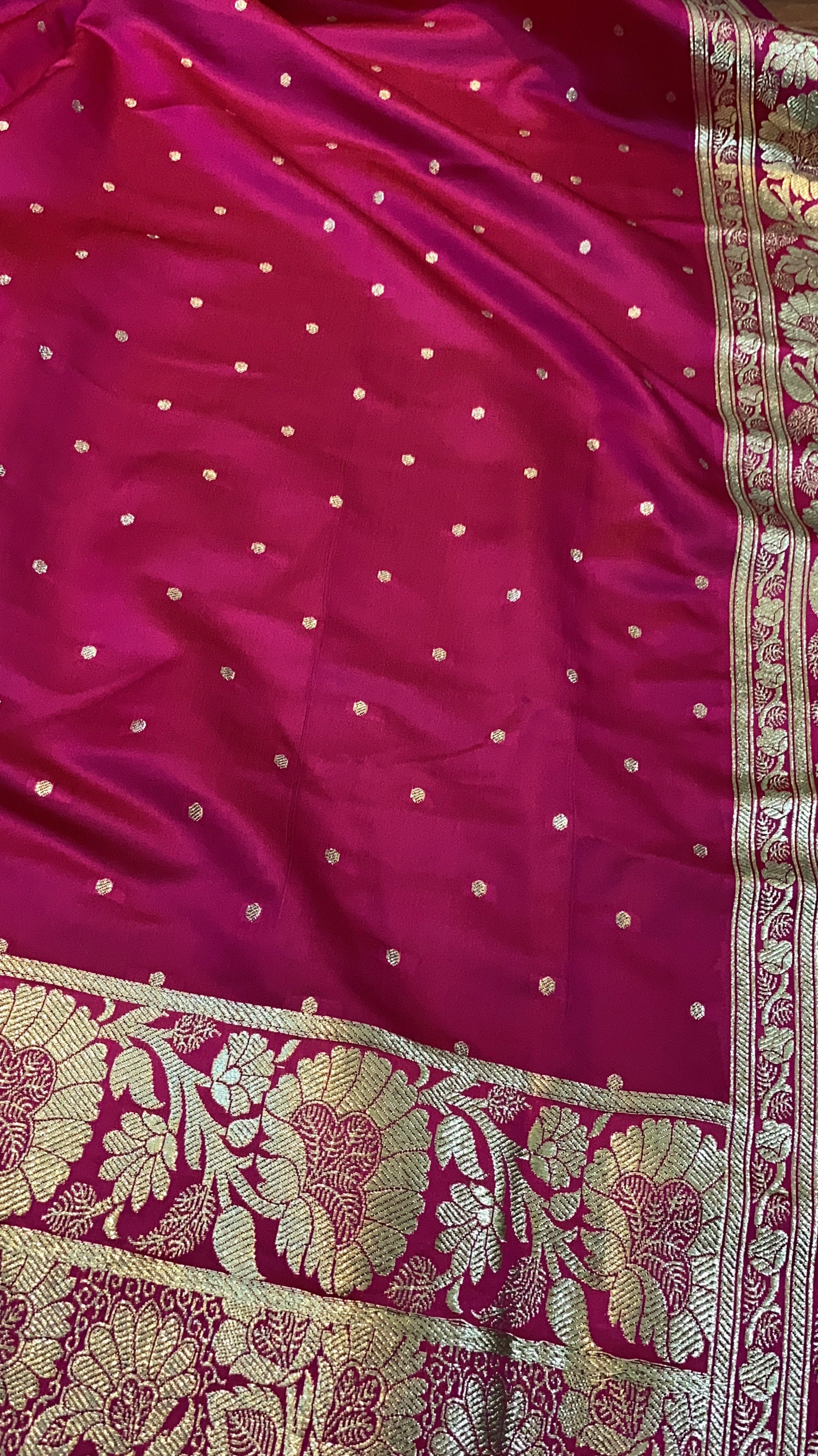 The Rani Pink Pure Satin Silk Banarasi Saree by Shades Of Benares - banarasi - banarasi saree shop