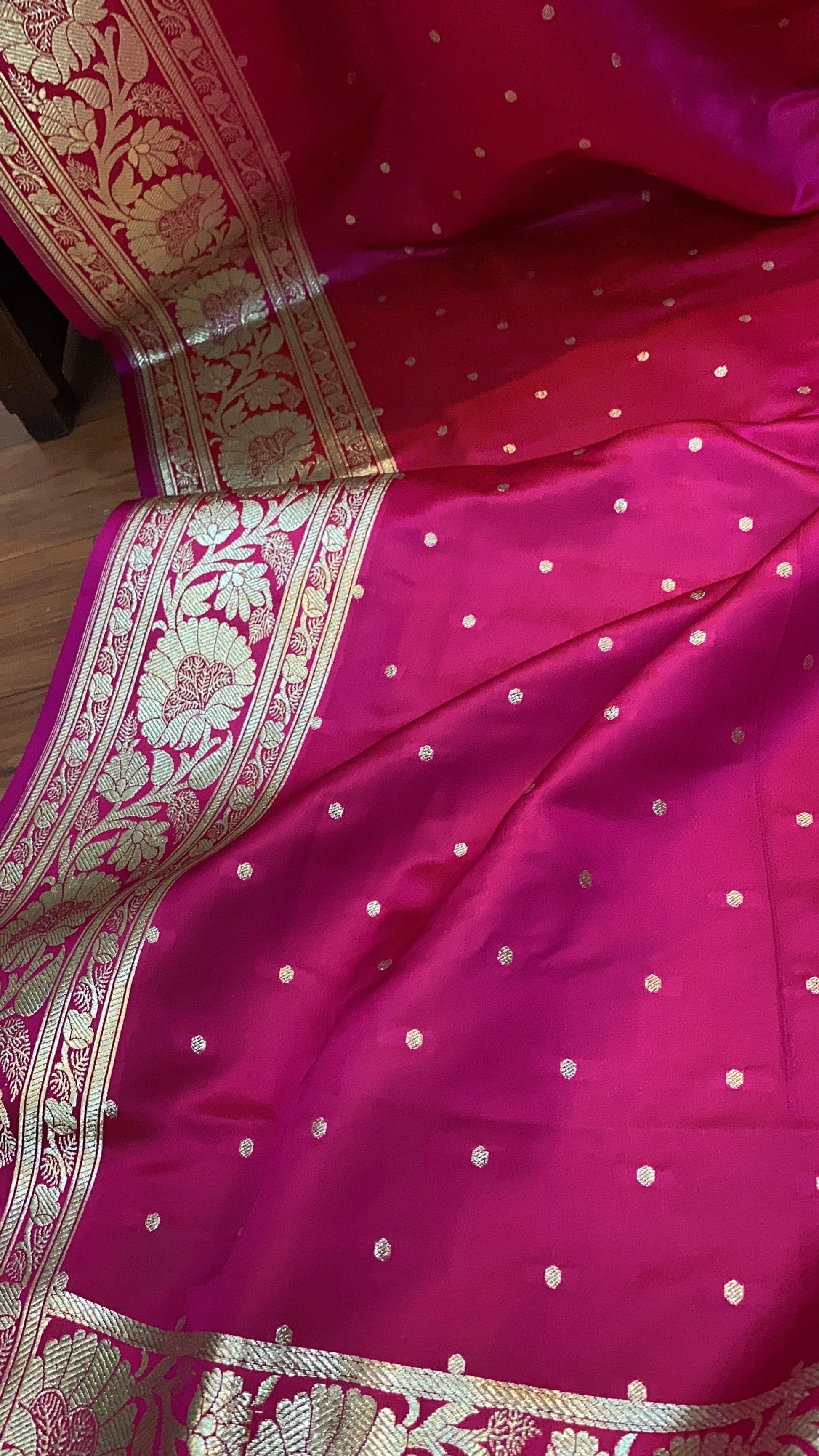 The Rani Pink Pure Satin Silk Banarasi Saree by Shades Of Benares - banarasi - banarasi saree shop