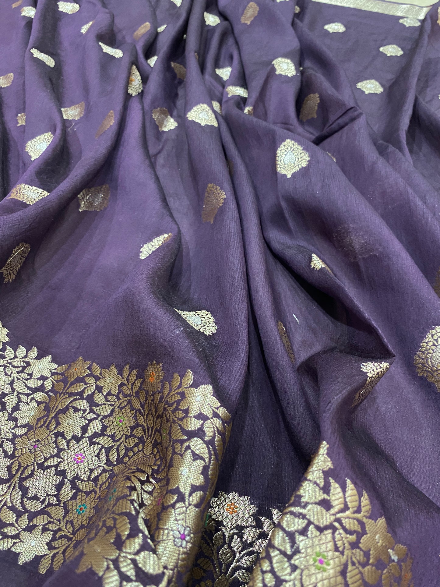 Viola Regale Cutwork Butis Couture Pure Mango Silk Banarasi Saree
