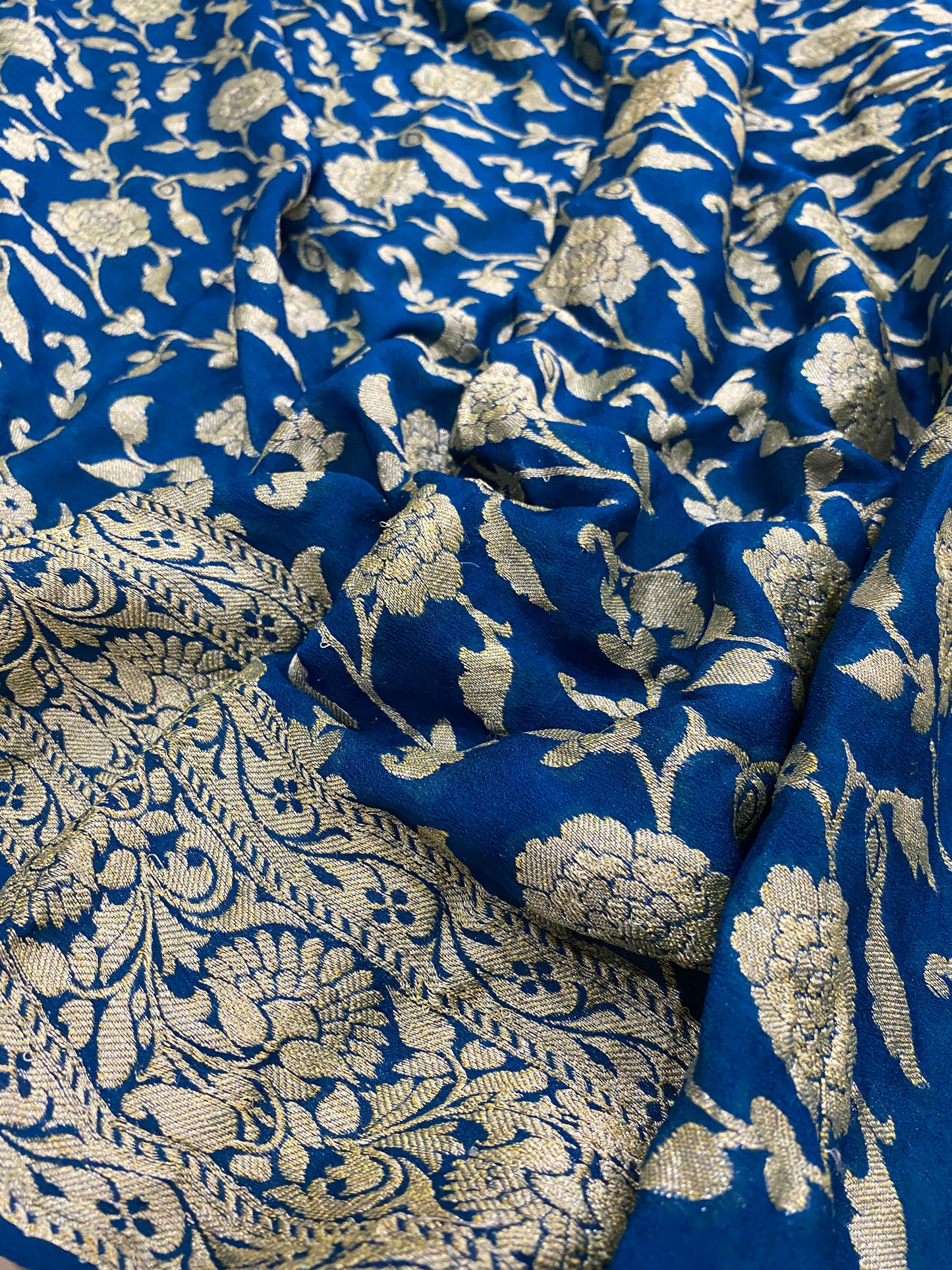 Blu Incanto Jaal Couture Pure Chiffon Banarasi Saree