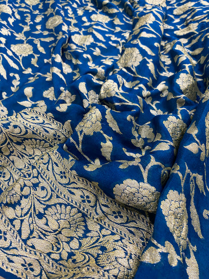 Blu Incanto Jaal Couture Pure Chiffon Banarasi Saree