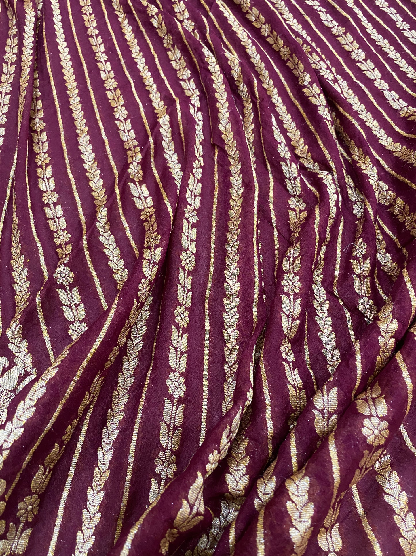 Vino Nobile Striped Couture Pure Chiffon Banarasi Saree