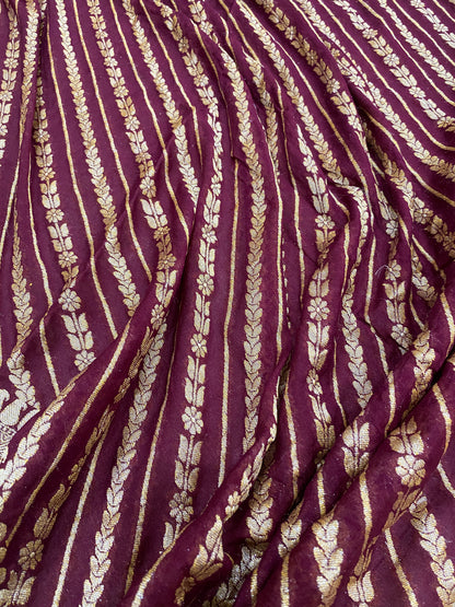 Vino Nobile Striped Couture Pure Chiffon Banarasi Saree