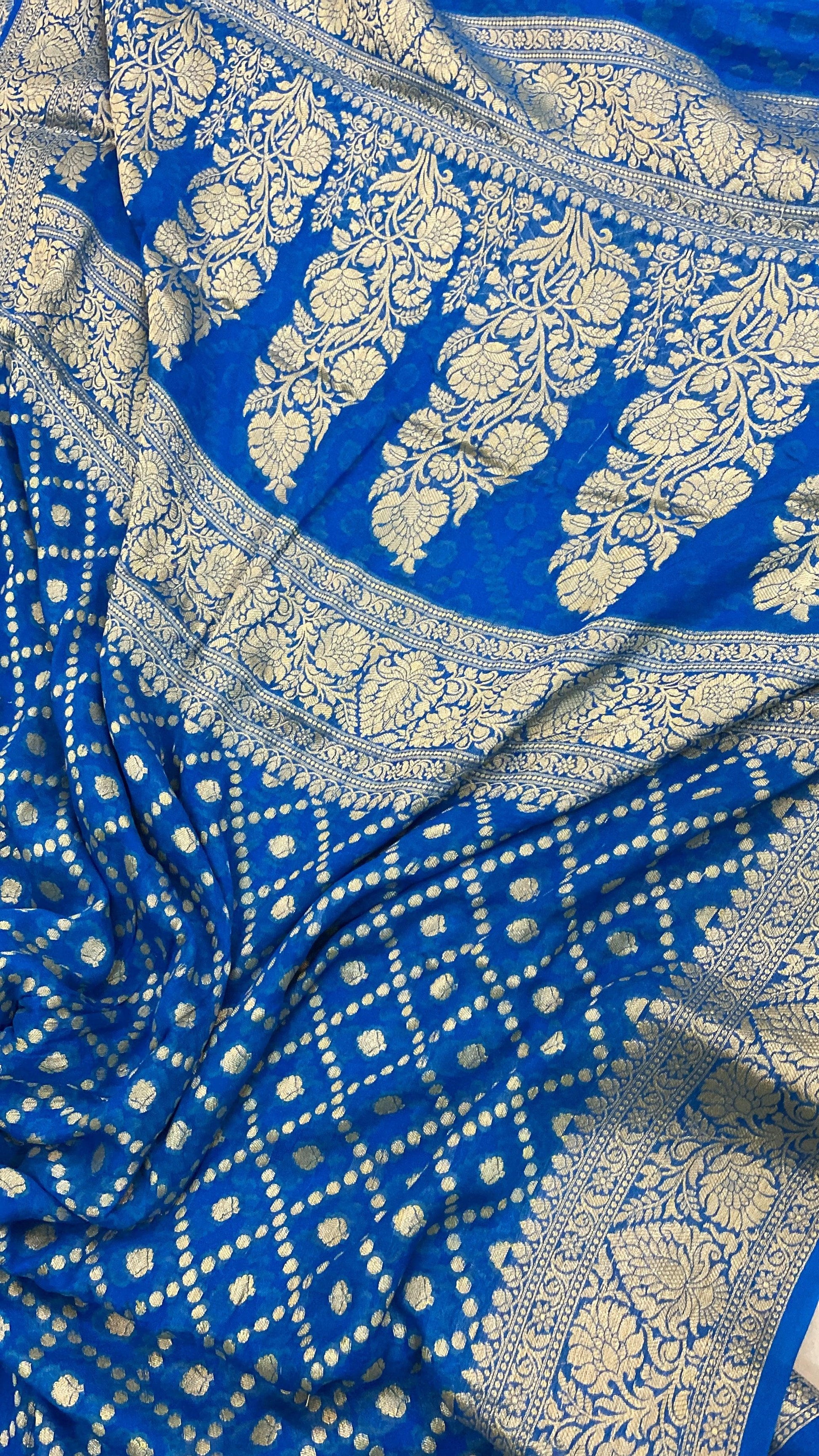 Blue Pure Khaddi Georgette Banarasi Sari by Shades Of Benares - banarasi - banarasi saree shop