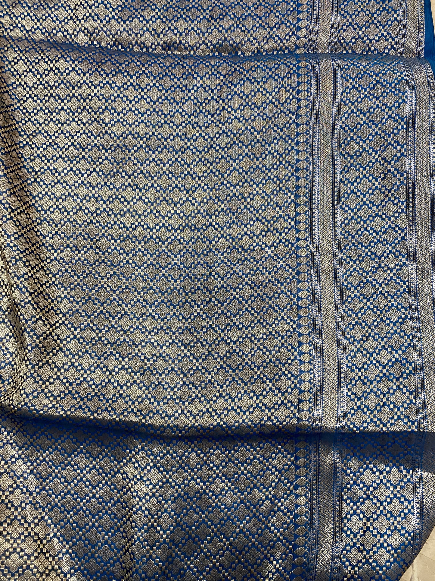 Azzurro Diamante Meenakaari Couture Pure Dupion Silk Banarasi Saree