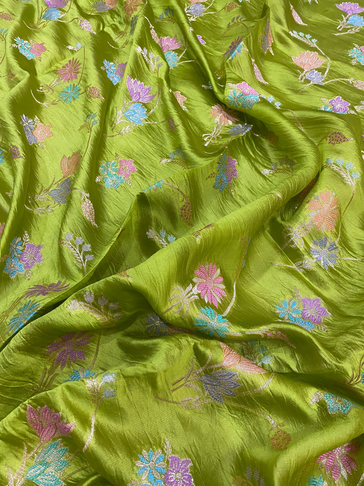 Verde Oliva Meenakaari Couture Pure Dupion Silk Banarasi Saree