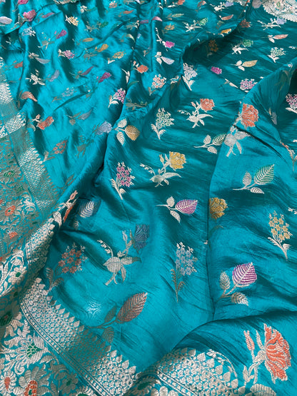 Celeste Bella Meenakaari Couture Pure Dupion Silk Banarasi Saree