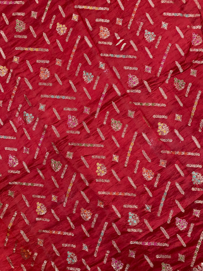 Rosso Scintilla Meenakaari Couture Pure Dupion Silk Banarasi Saree