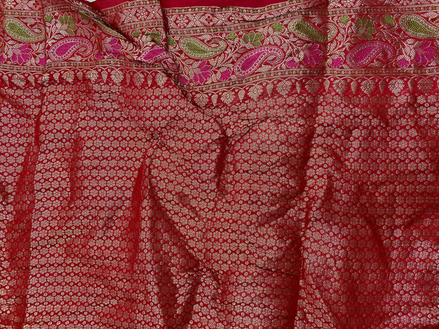 Rosso Scintilla Meenakaari Couture Pure Dupion Silk Banarasi Saree