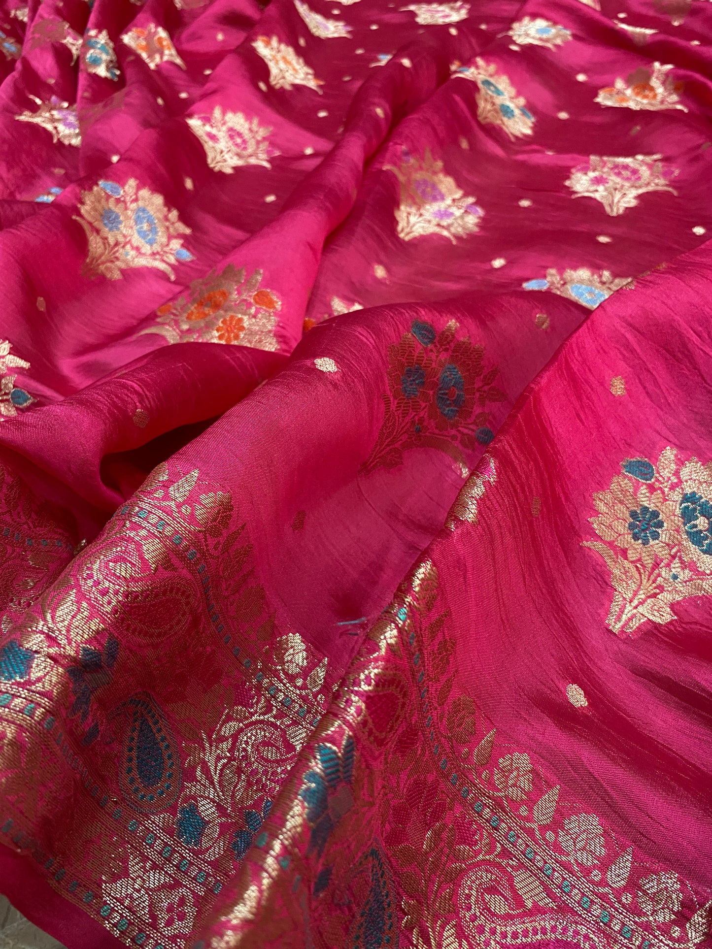 Magenta Regale Meenakaari Couture Pure Dupion Silk Banarasi Saree