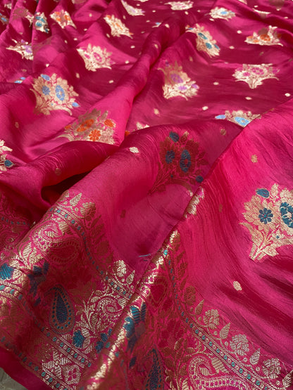 Magenta Regale Meenakaari Couture Pure Dupion Silk Banarasi Saree
