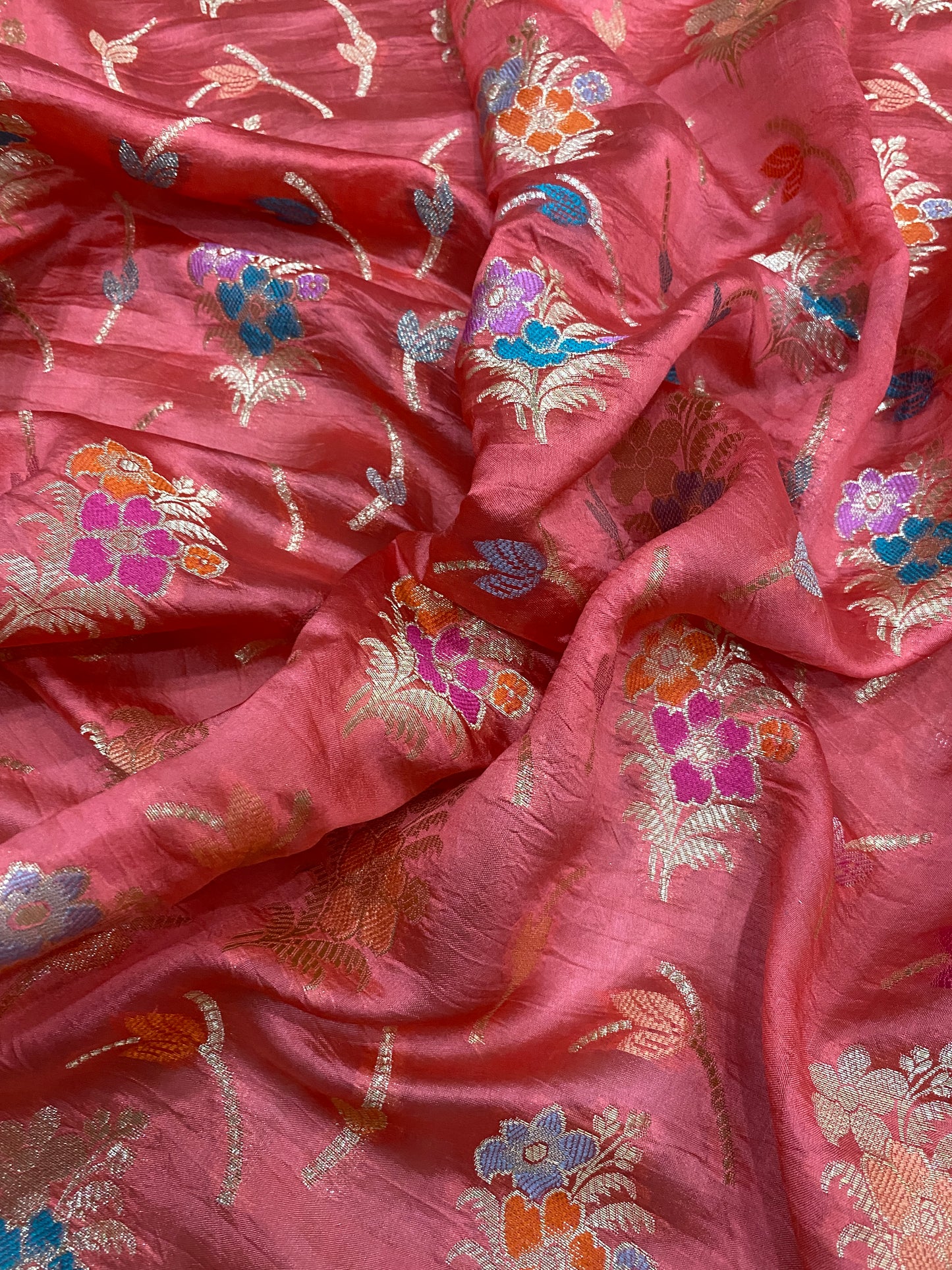 Corallo Dolce Meenakaari Couture Pure Dupion Silk Banarasi Saree