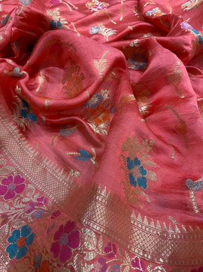 Corallo Dolce Meenakaari Couture Pure Dupion Silk Banarasi Saree