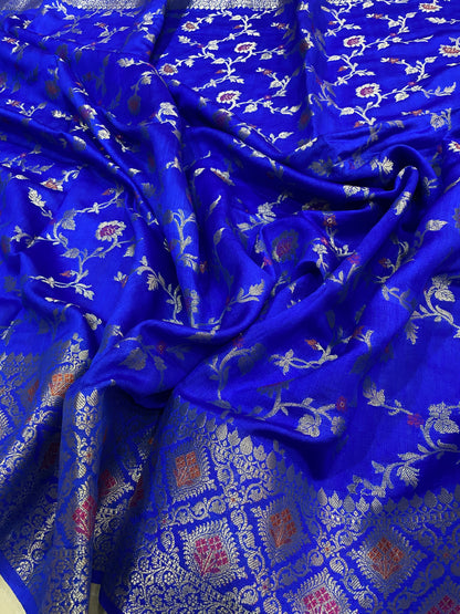 Blu Rampicante Meenakaari Couture Pure Dupion Silk Banarasi Saree
