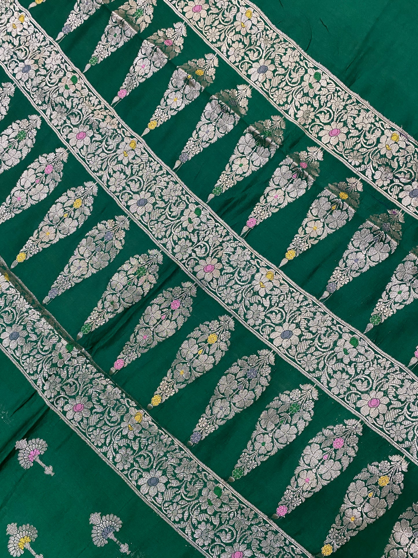 Smeraldo Botanica Meenakaari Couture Pure Dupion Silk Banarasi Saree