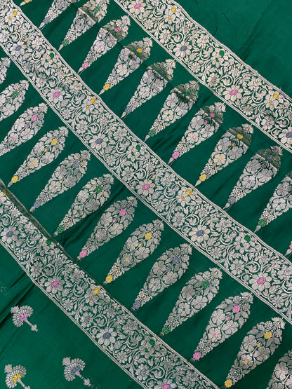 Smeraldo Botanica Meenakaari Couture Pure Dupion Silk Banarasi Saree