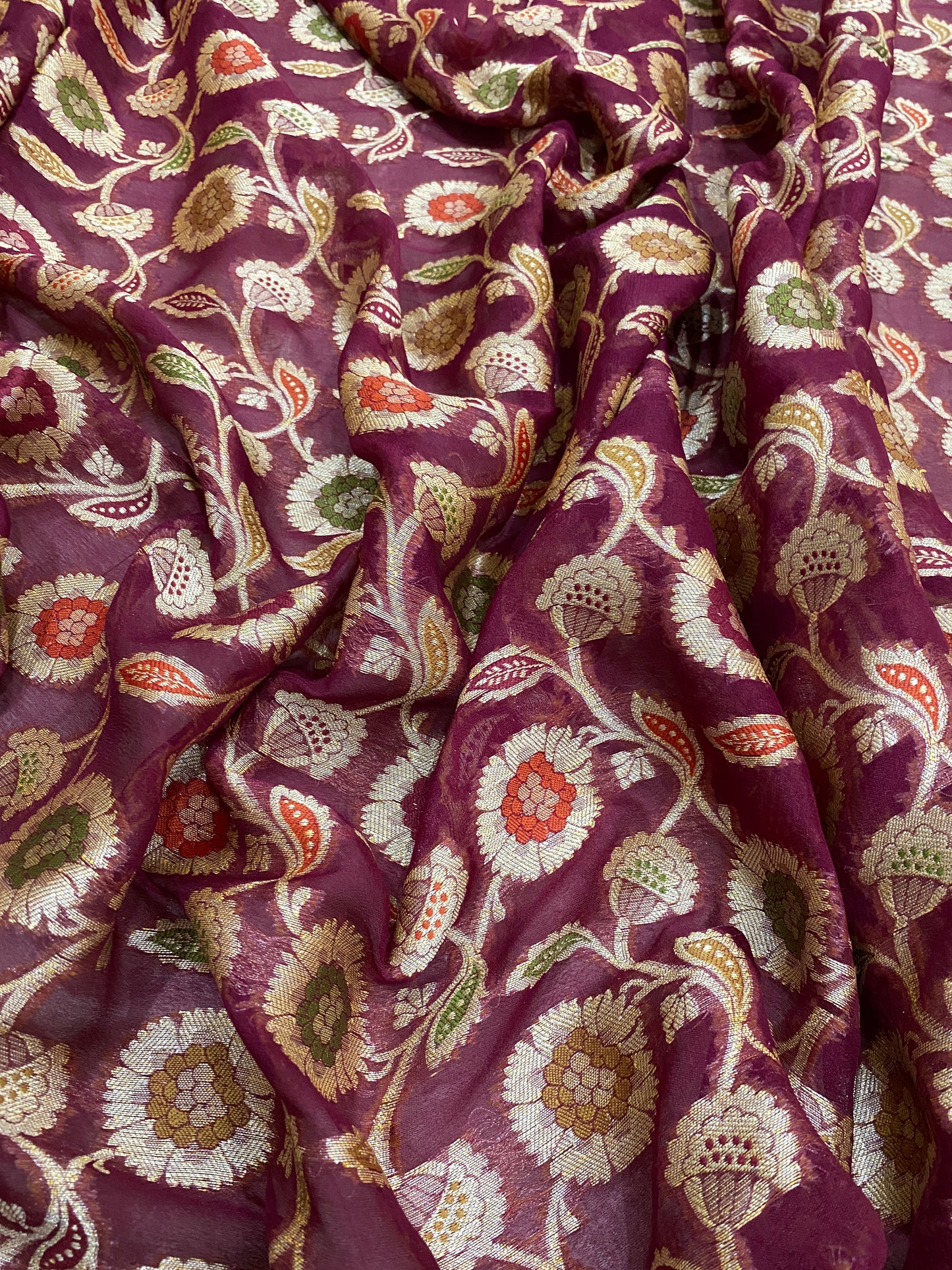 Vino Regale Pekhwa Couture Pure Khaddi Chiffon Banarasi Saree