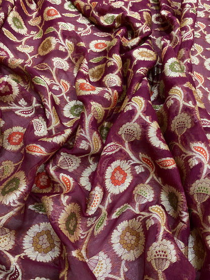 Vino Regale Pekhwa Couture Pure Khaddi Chiffon Banarasi Saree