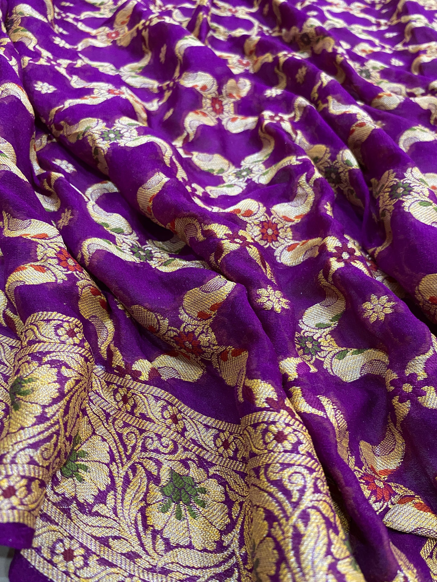Viola Imperiale Pekhwa Couture Pure Khaddi Chiffon Banarasi Saree