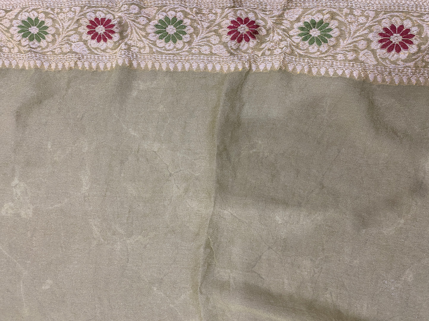 Verde Pastello Pekhwa Couture Pure Khaddi Chiffon Banarasi Saree