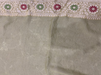 Verde Pastello Pekhwa Couture Pure Khaddi Chiffon Banarasi Saree