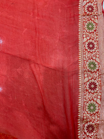 Rosso Cardinale Pekhwa Couture Pure Khaddi Chiffon Banarasi Saree
