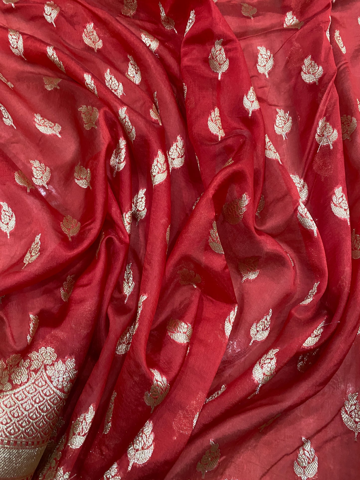 Rosso Nobile Cutwork Butis Couture Pure Mango Silk Banarasi Saree