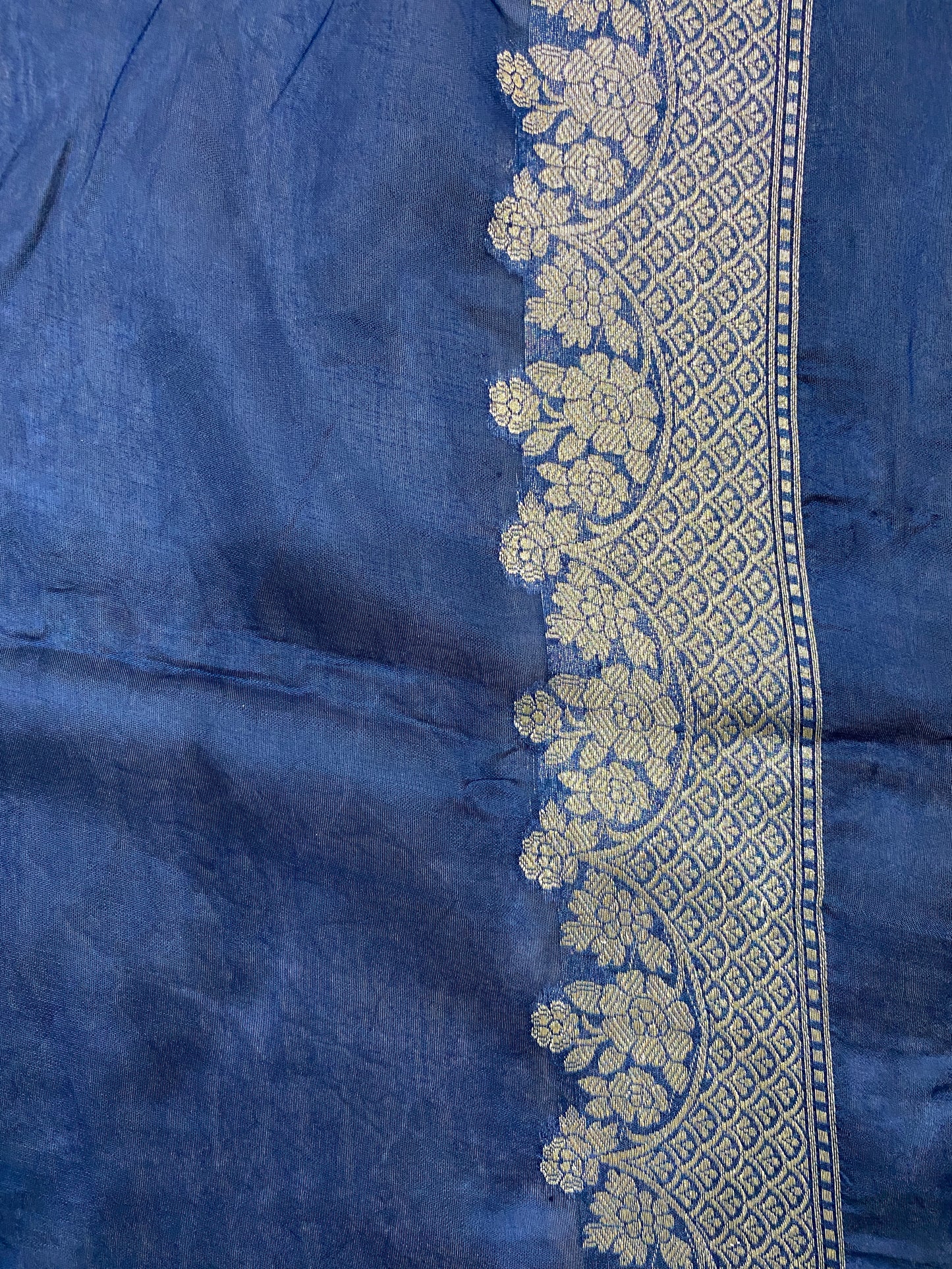 Blu Regale Cutwork Butis Couture Pure Mango Silk Banarasi Saree