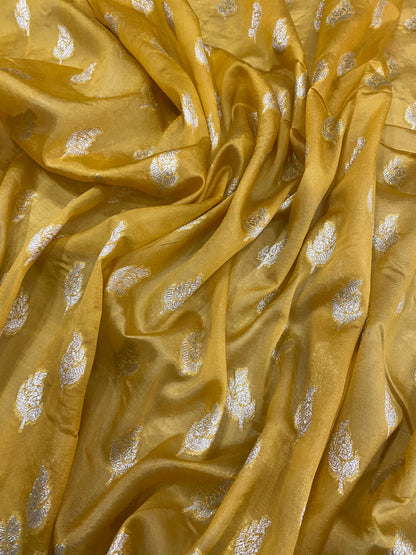 Giallo Sontuoso Cutwork Butis Couture Pure Mango Silk Banarasi Saree