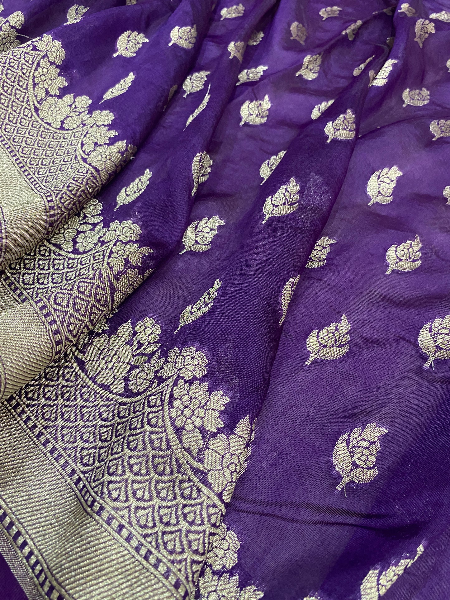 Viola Preziosa Cutwork Butis Couture Pure Mango Silk Banarasi Saree