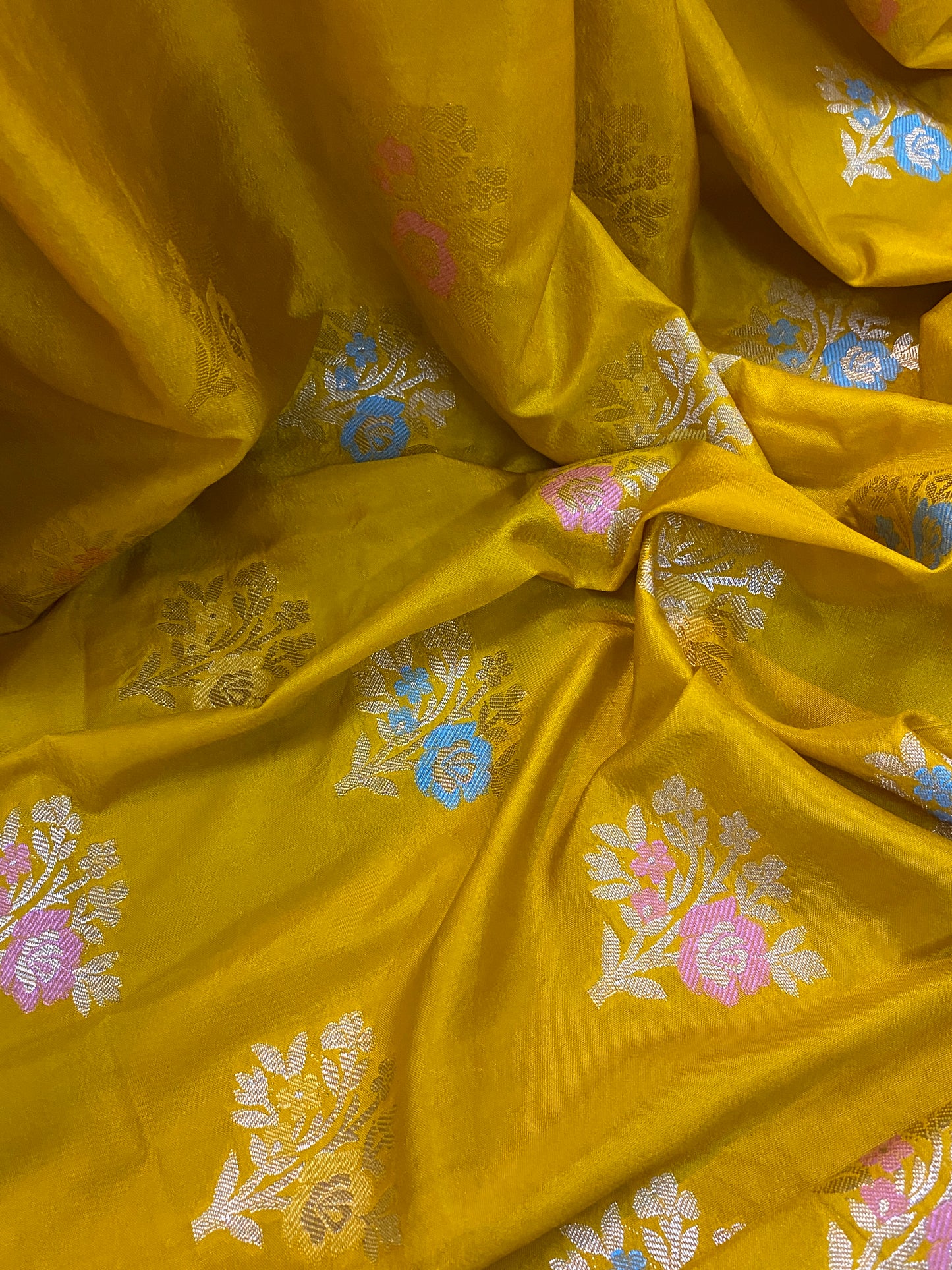 Yellow Pure Soft Silk Designer Banarasi Saree with Tilfi Butis by Shades Of Benares - banarasi - banarasi saree shop