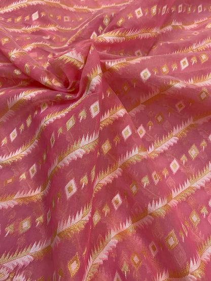 Handwoven Pink Pure Banarasi Cotton Sari by Shades Of Benares - banarasi - banarasi saree shop