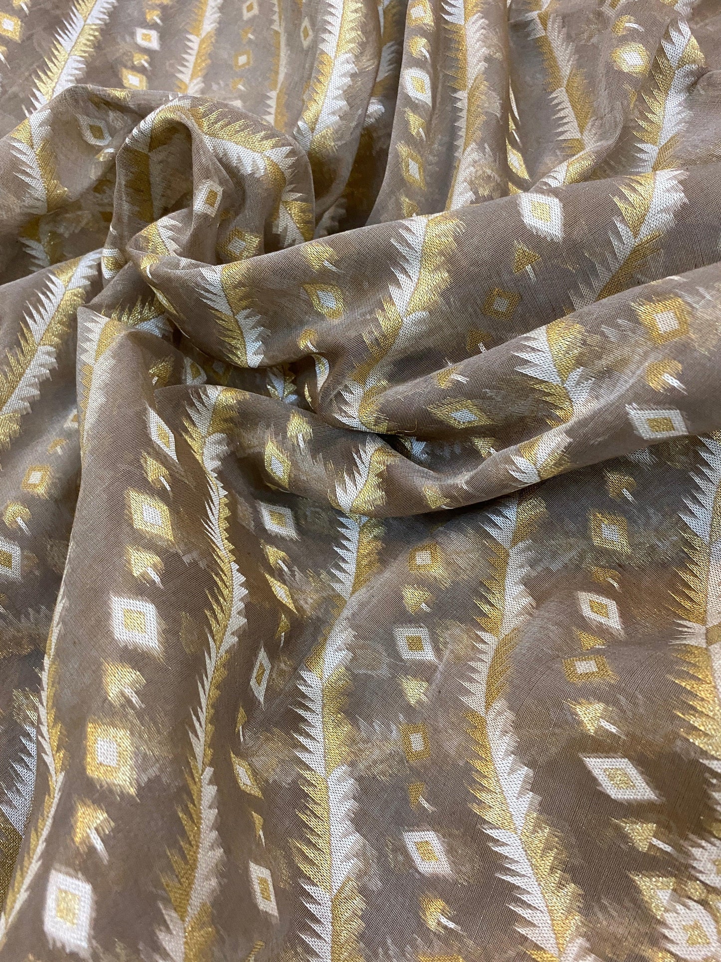 Handwoven Brown Pure Banarasi Cotton Sari by Shades Of Benares - banarasi - banarasi saree shop