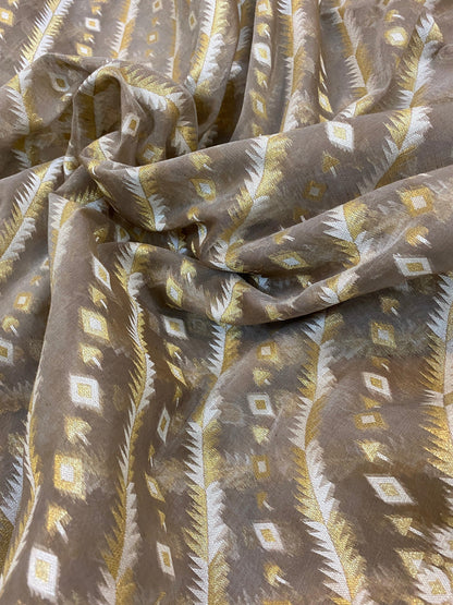 Handwoven Brown Pure Banarasi Cotton Sari by Shades Of Benares - banarasi - banarasi saree shop