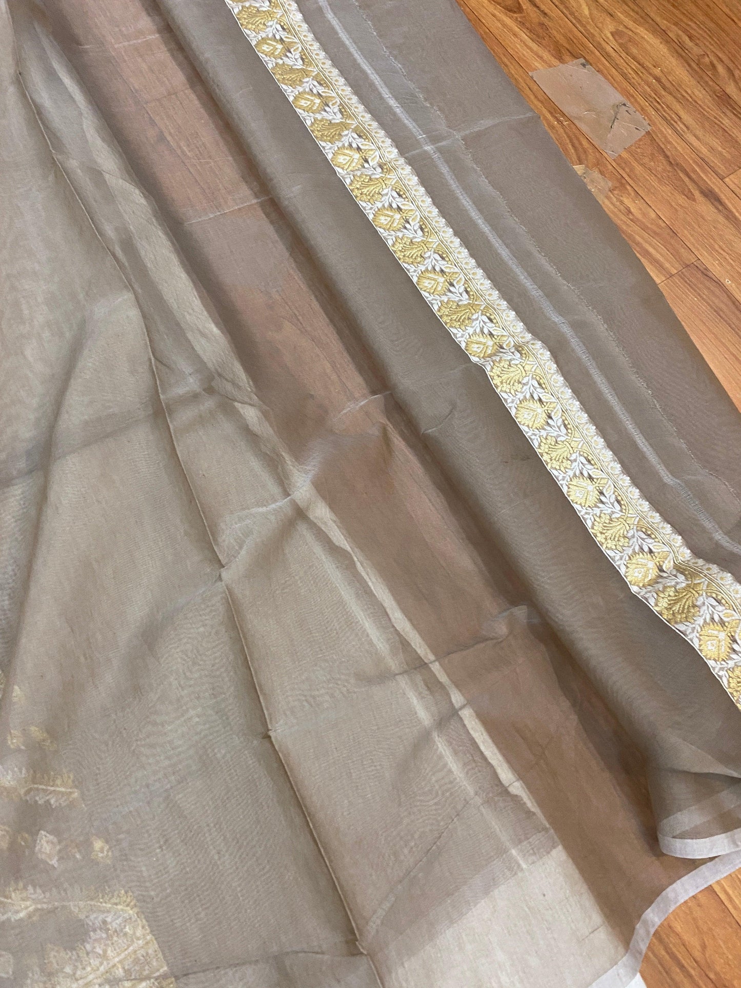 Handwoven Brown Pure Banarasi Cotton Sari by Shades Of Benares - banarasi - banarasi saree shop