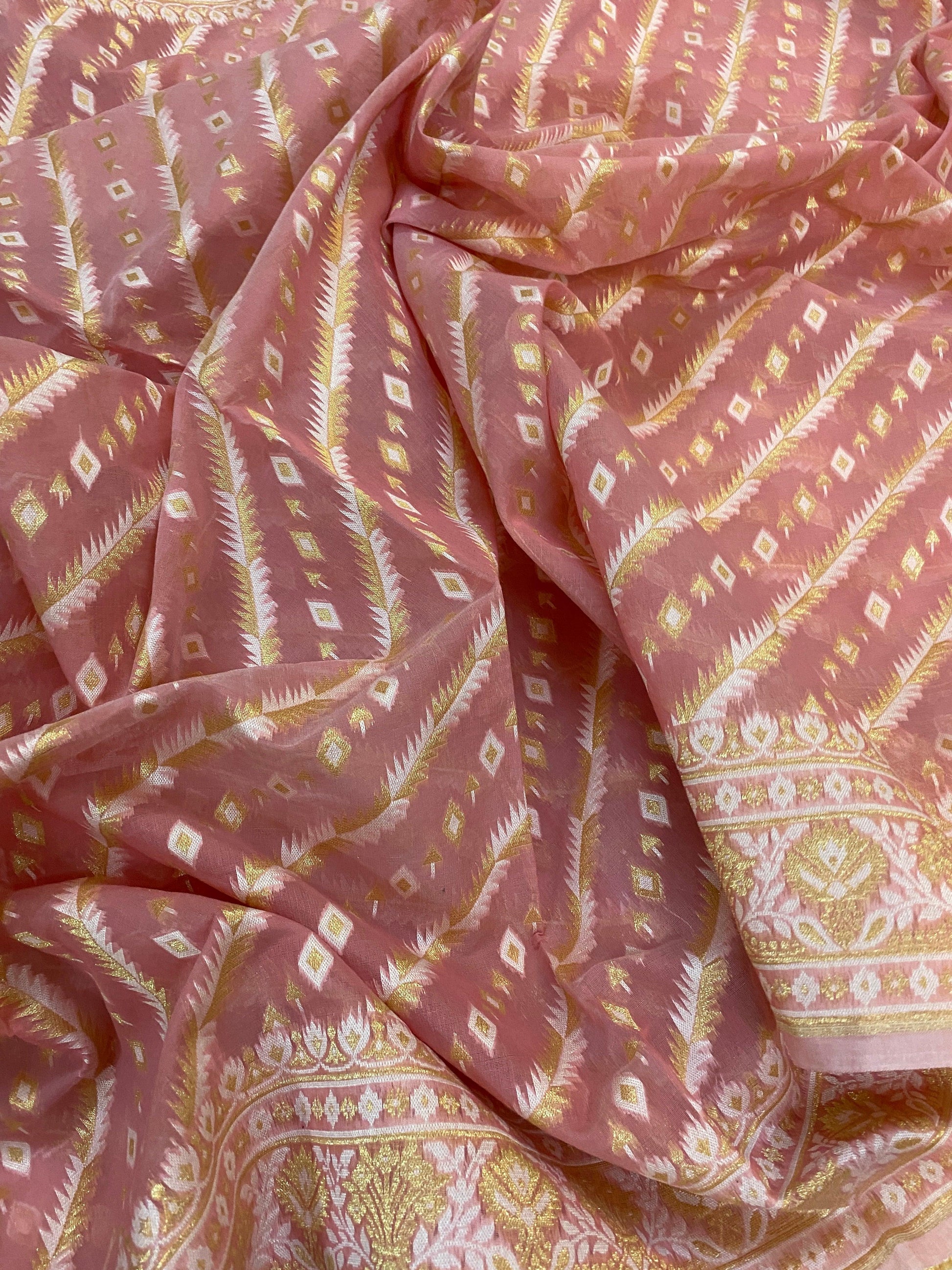 Handwoven Pink Pure Banarasi Cotton Sari by Shades Of Benares - banarasi - banarasi saree shop