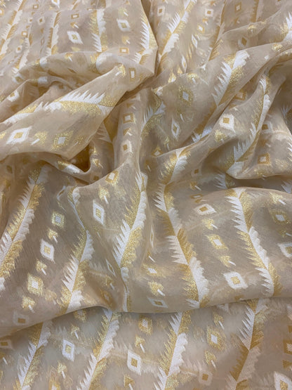 Handwoven Creme Pure Banarasi Cotton Sari by Shades Of Benares - banarasi - banarasi saree shop