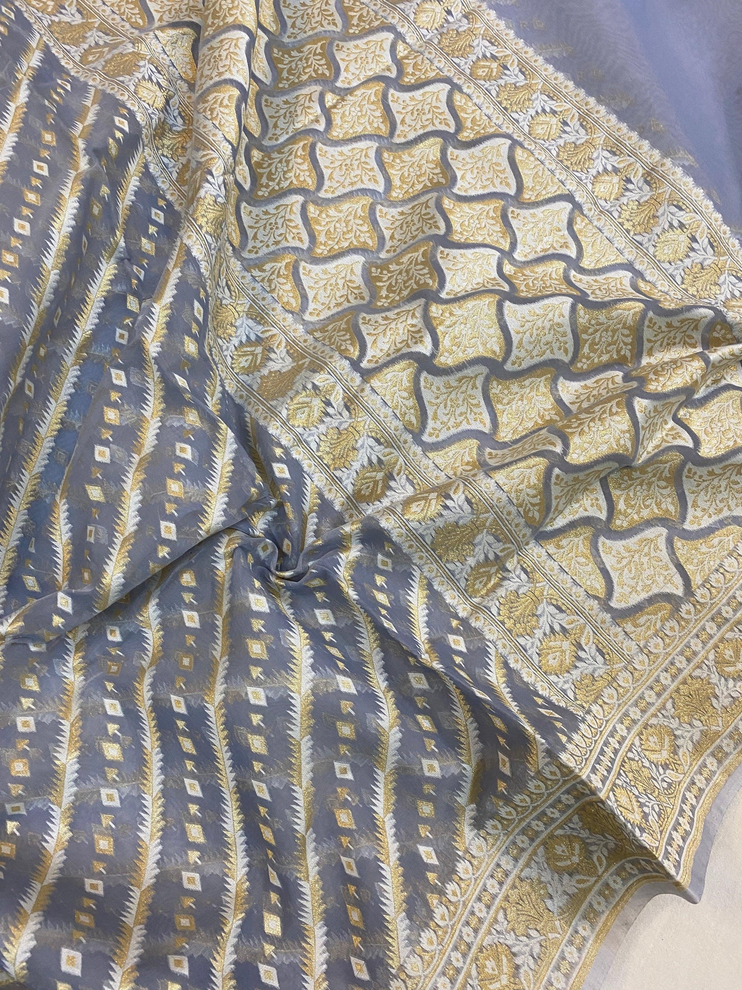 Handwoven Blue Pure Banarasi Cotton Sari by Shades Of Benares - banarasi - banarasi saree shop