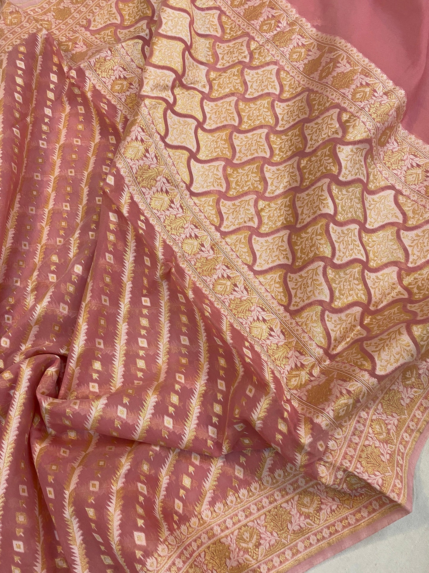 Handwoven Pink Pure Banarasi Cotton Sari by Shades Of Benares - banarasi - banarasi saree shop