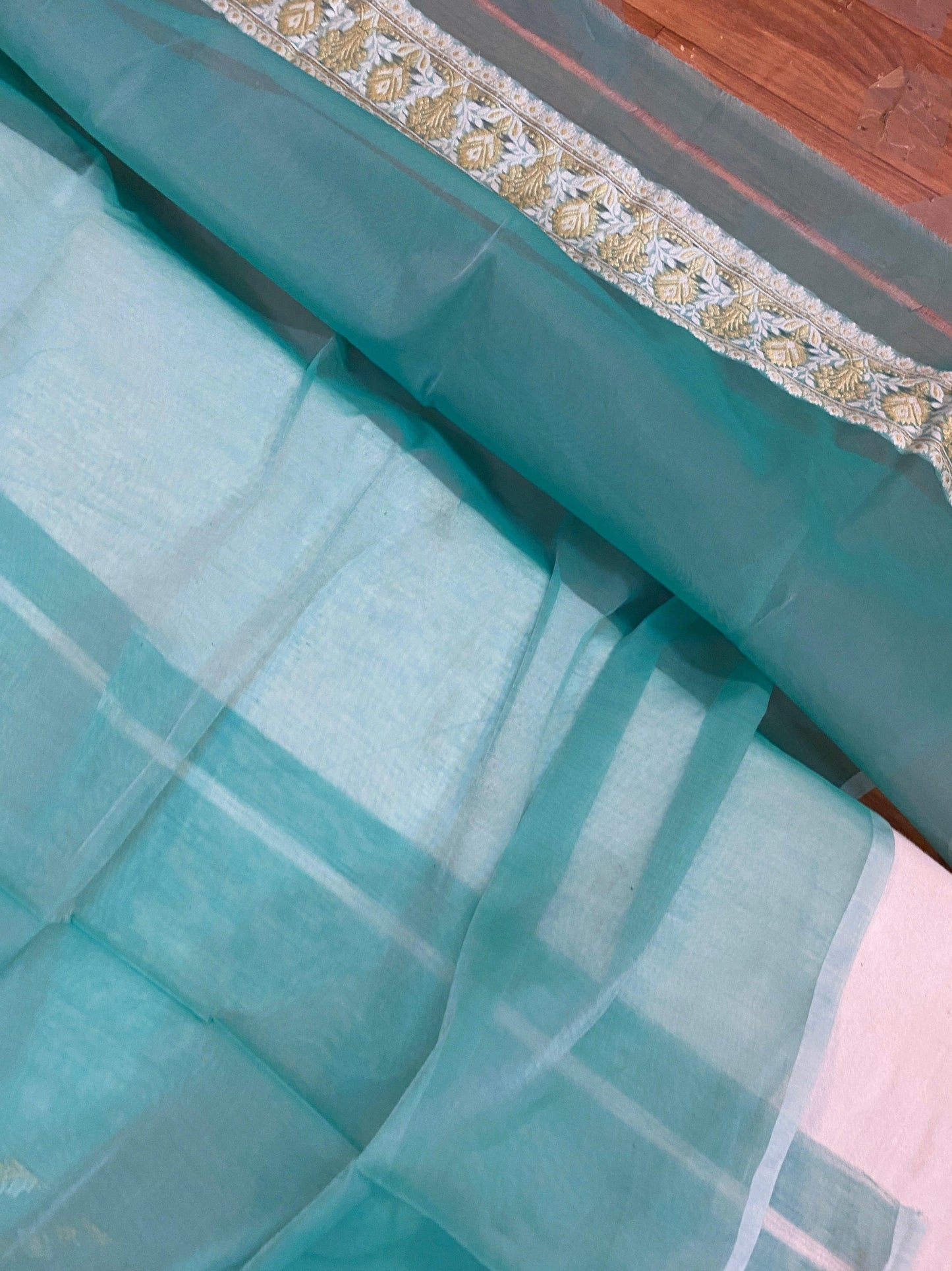 Handwoven Blue Pure Banarasi Cotton Sari by Shades Of Benares - banarasi - banarasi saree shop